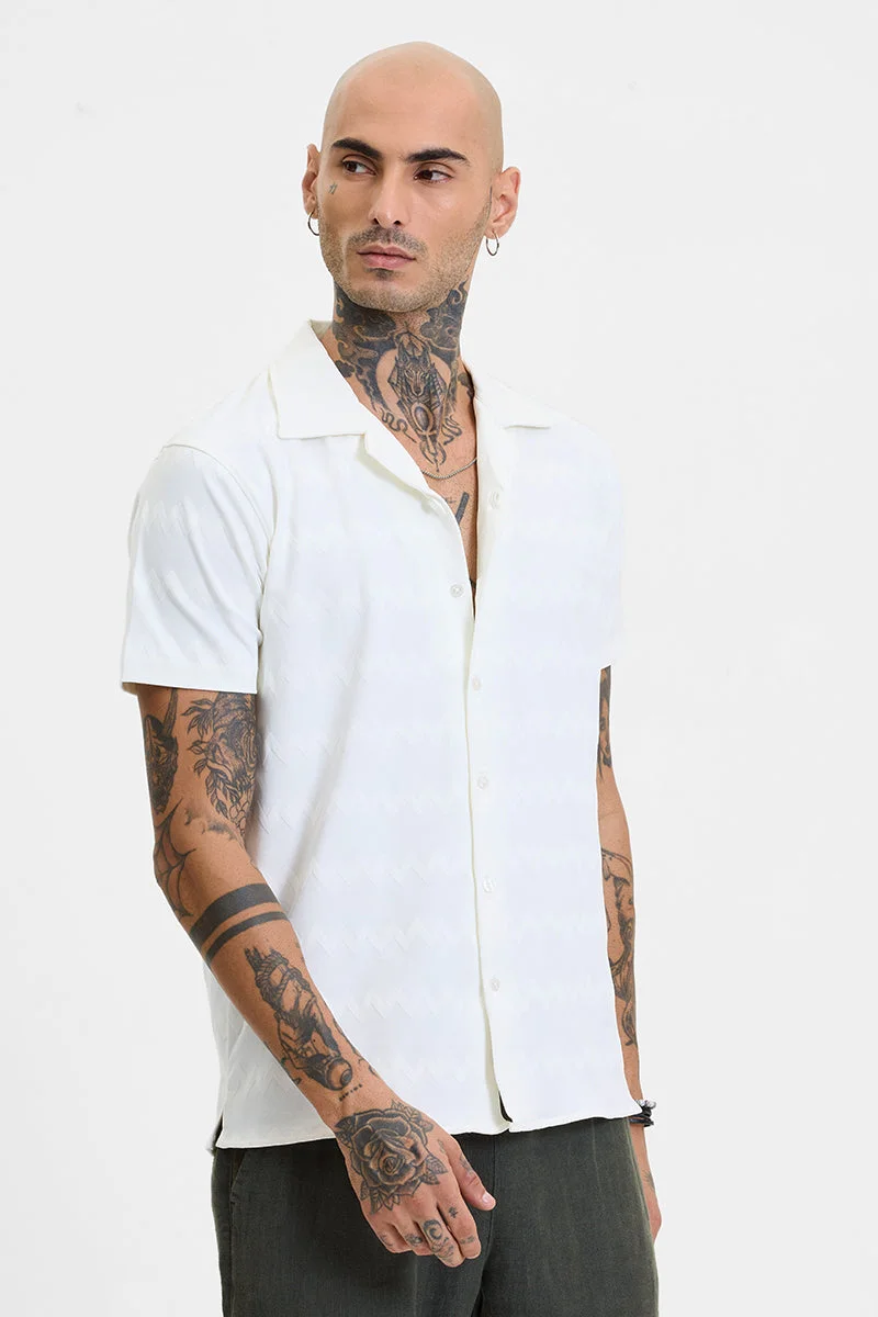 سنيتش White Textured Box Fit Shirt